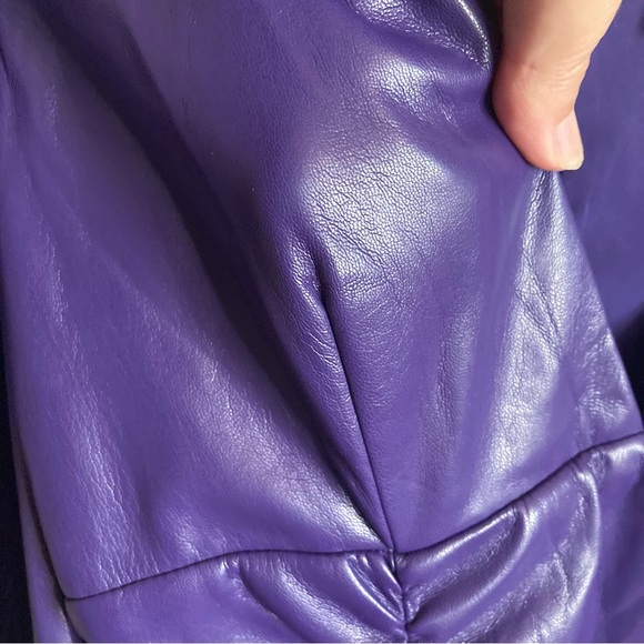 NEW REVOLVE Lovers and Friends Bardot Mini Dress Faux Leather Stretch Purple M - Picture 8 of 16